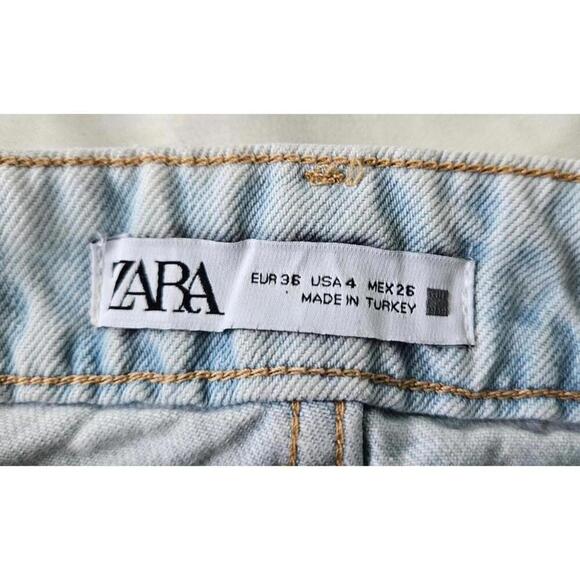 Zara Women's Wide Leg High-Waisted Frayed Hem Light Wash Jeans Size 4 - Picture 5 of 10